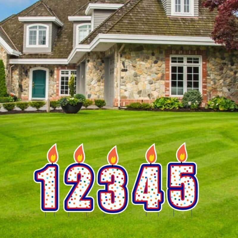 Birthday Cake Number Candles Yard Decorations - Set of 10 numbers