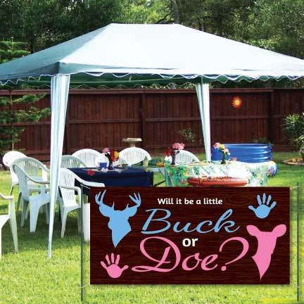 Gender Reveal Banner - Buck or Doe Banner Waterproof Vinyl Banner