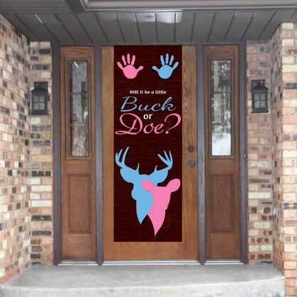 Baby Shower Door Banner - Buck Or Doe Vinyl Door Banner