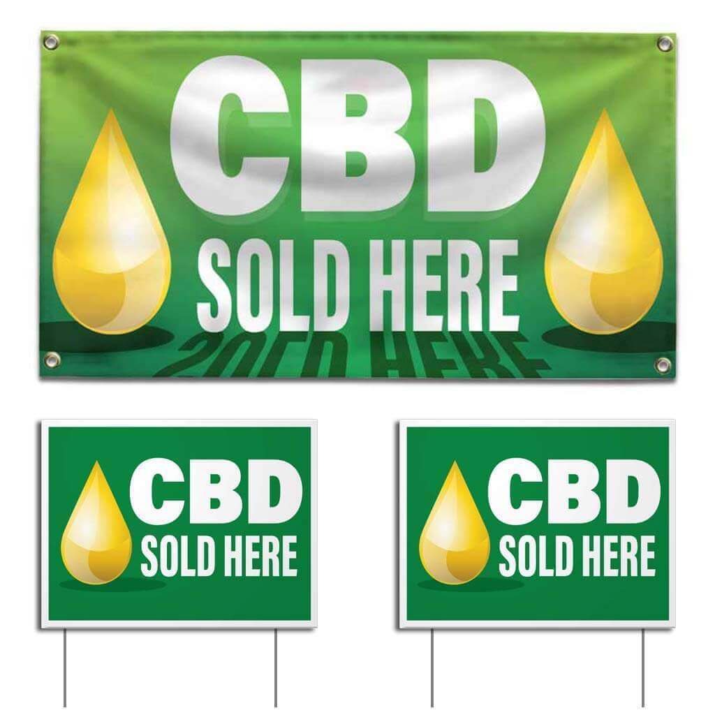 CBD Sold Here Banner & Sign Set - FREE SHIPPING