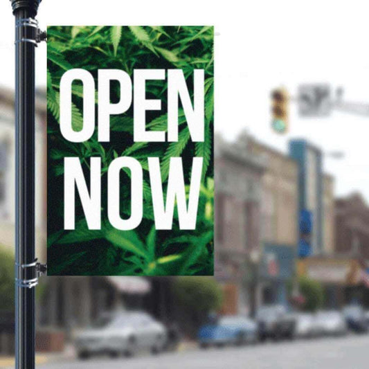 CBD Now Open Pole Banner - 24"x36" - Free Shipping