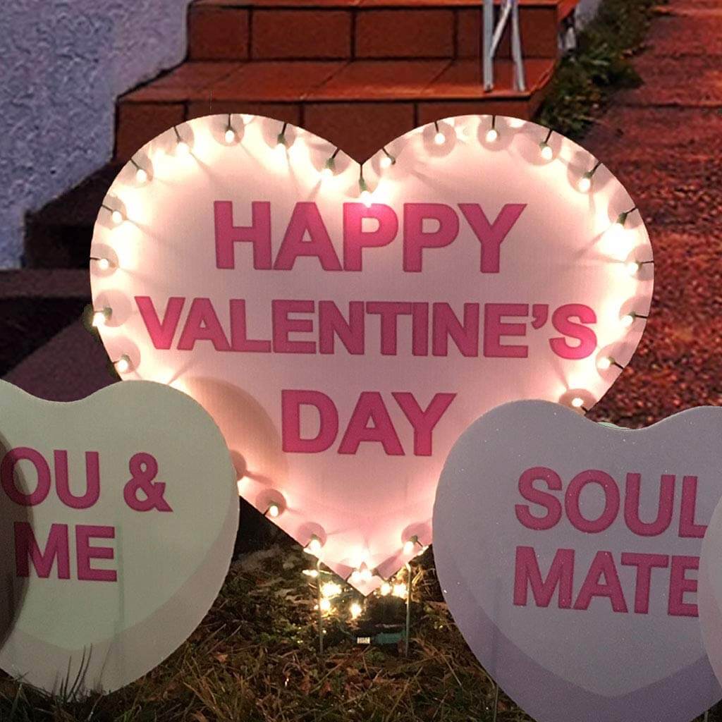 happy valentine's day lighted candy hearts yard decoration