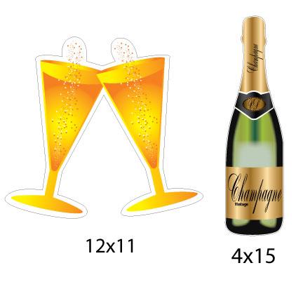 Champagne Bottles and Glasses Yard Decorations - Pathway Markers - FREE SHIPPING