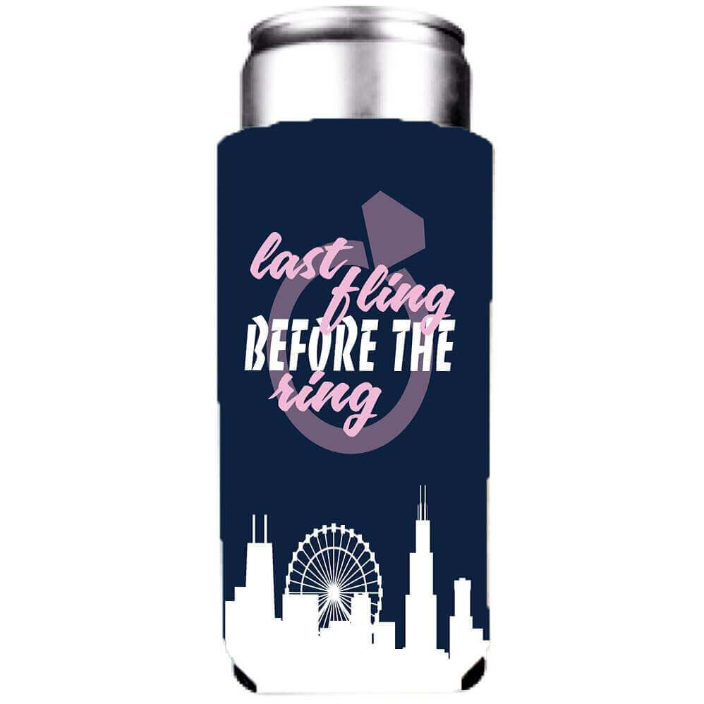 custom can cooler for Chicago Bachelorette Party
