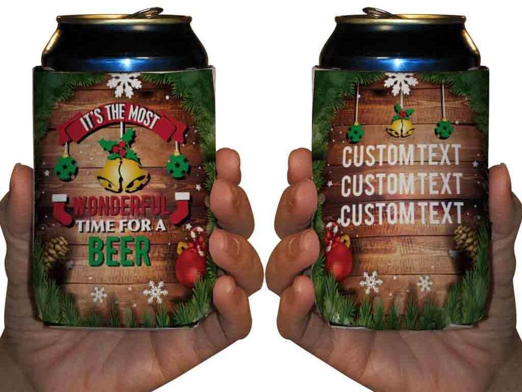 Christmas Can Coolers - Most Wonderful Time for A Beer - FREE SHIPPING