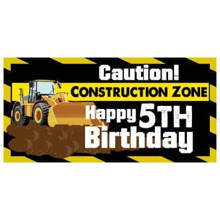 Custom Birthday Banner - Construction Zone Waterproof Vinyl Banner