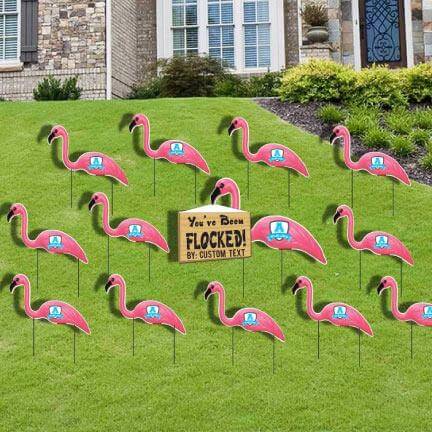 Custom You've Been Flocked Flocking Flamingo Yard Greeting Set
