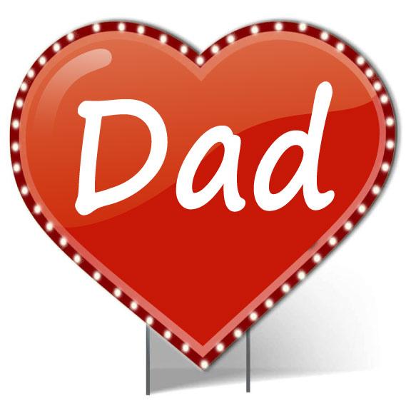 Giant 'Dad' Lighted Heart Yard Sign