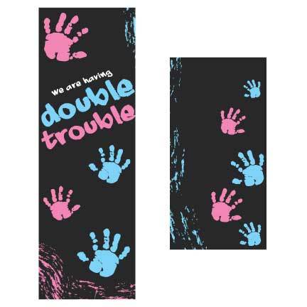 Twin Baby Shower Door Banner - Double Trouble
