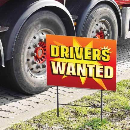 Drivers Wanted 17"x23" Corrugated Plastic Yard Sign Set - FREE SHIPPING