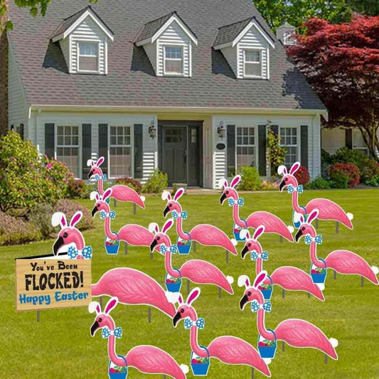 Easter Bunny Flocking Flamingos