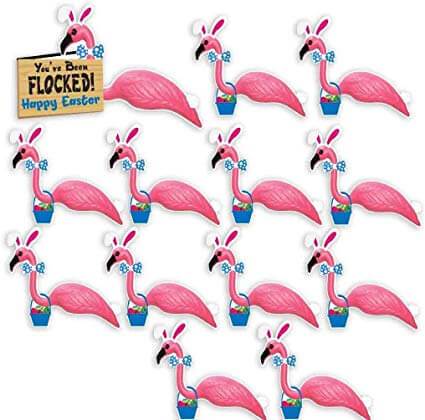 Flamingo yard decorations Easter themed
