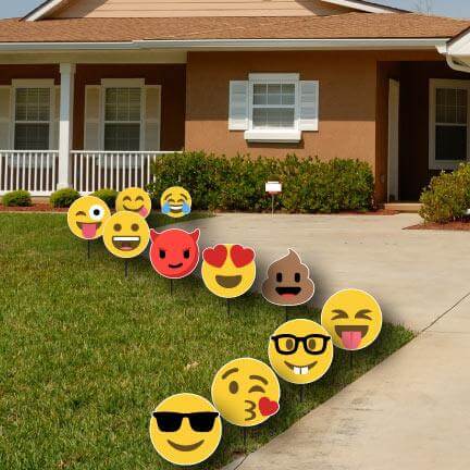 Emoji Faces Pathway Markers Yard Decorations - FREE SHIPPING