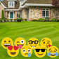 Emoji faces yard decorations