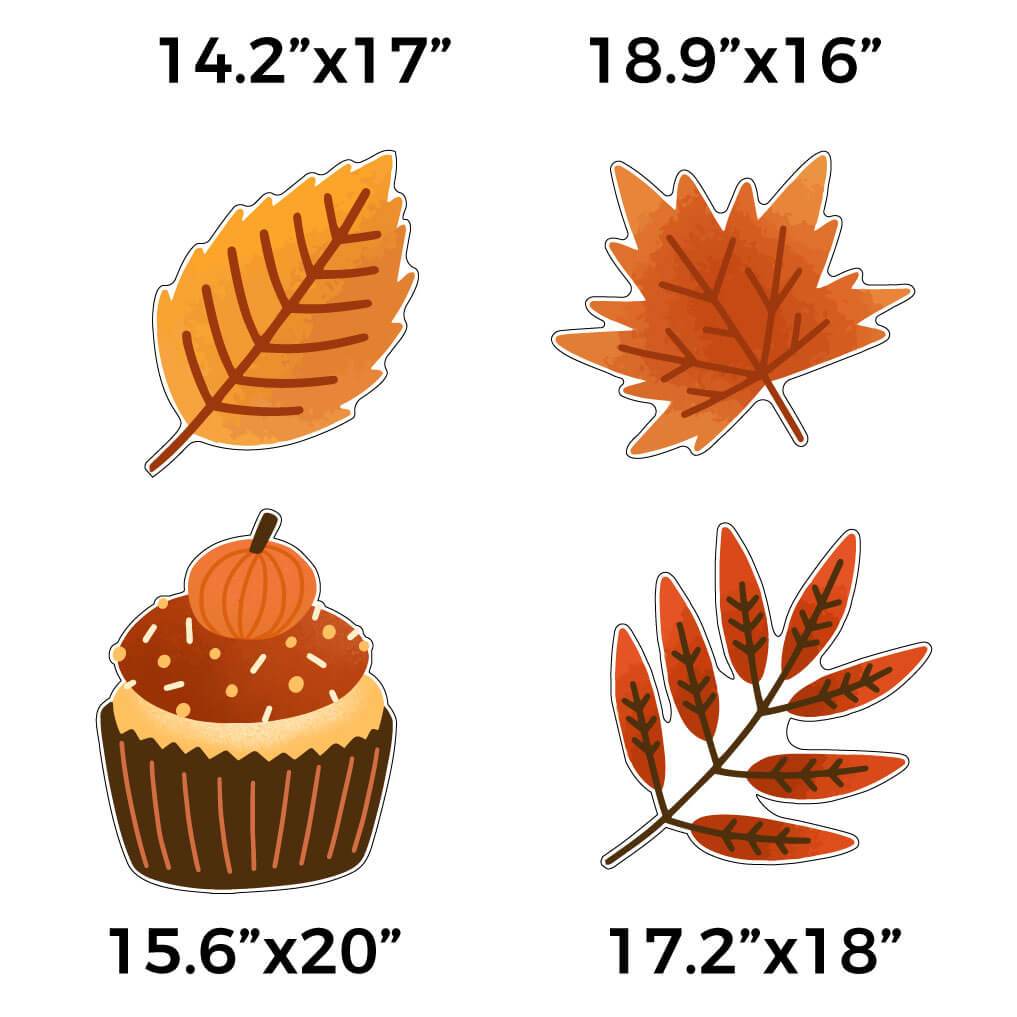 pumpkin cupcake and leaves yard card accessories