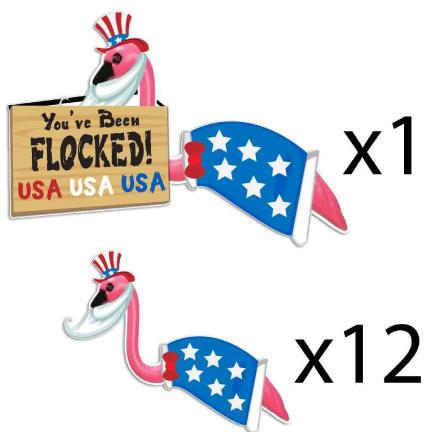 Patriotic Flockin Flamingos Yard Sign Decoration Kit - FREE SHIPPING