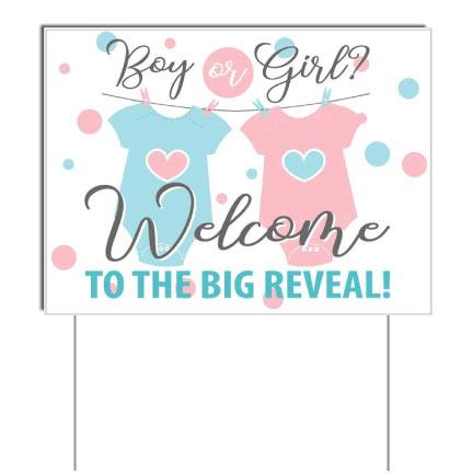 Gender Reveal Party Welcome Yard Sign - The Big Reveal - FREE SHIPPING