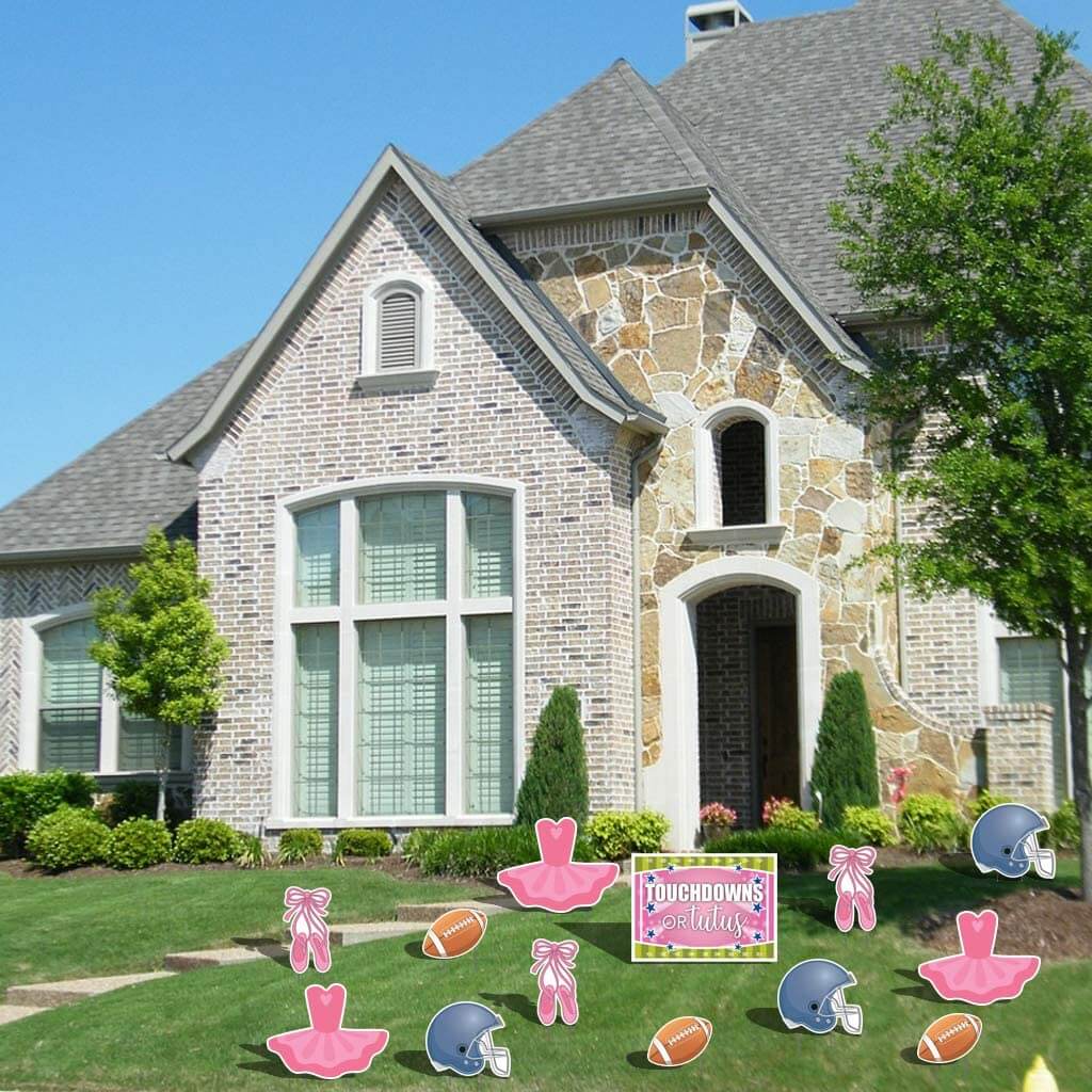 touchdowns or tutus gender reveal yard decoration