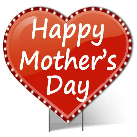 Giant Happy Mother's Day Lighted Heart Yard Sign