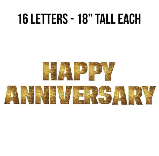 custom happy anniversary gold sparkle yard letters