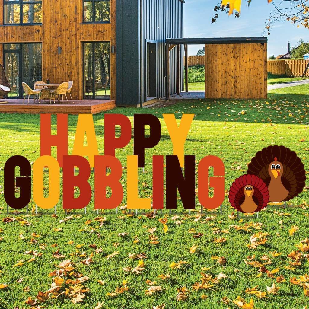 Happy Gobbling Thanksgiving Yard Letters 15 piece set FREE SHIPPING
