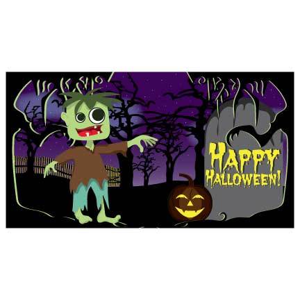 Happy Halloween Banner- Zombie Waterproof Vinyl Banner