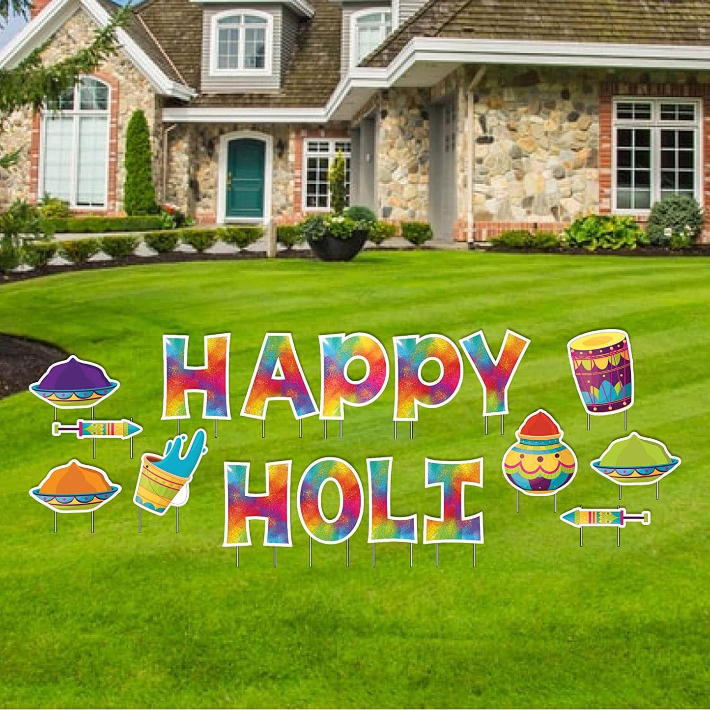 Happy Holi Festival Yard Card Decoration
