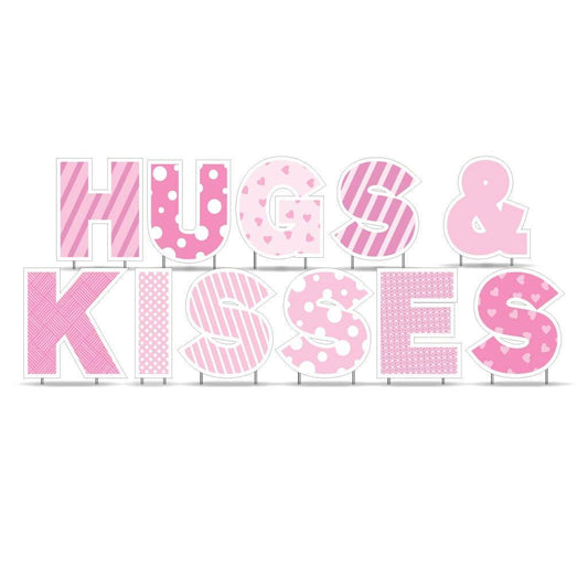 Hugs & Kisses Valentine's Day Yard Letter Decorations FREE SHIPPING