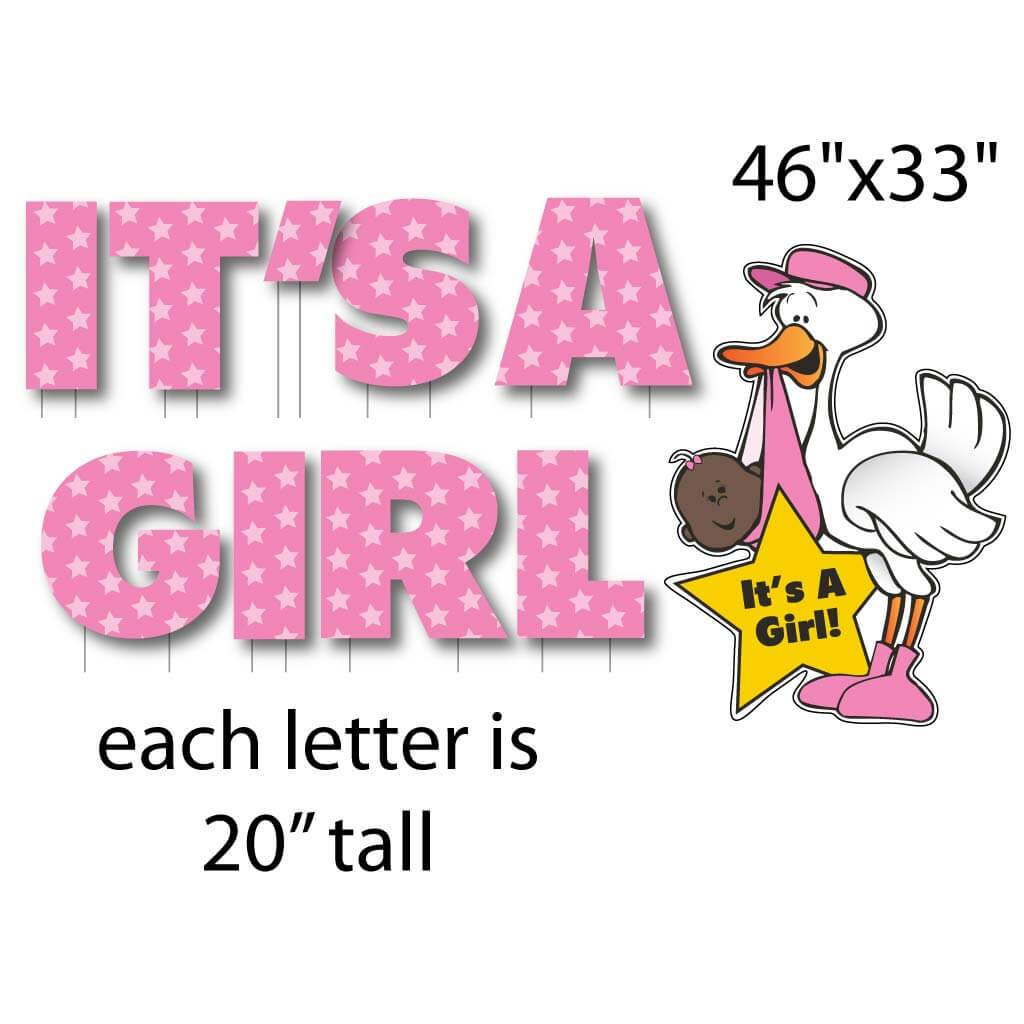 It's A Girl yard card baby announcement for your yard
