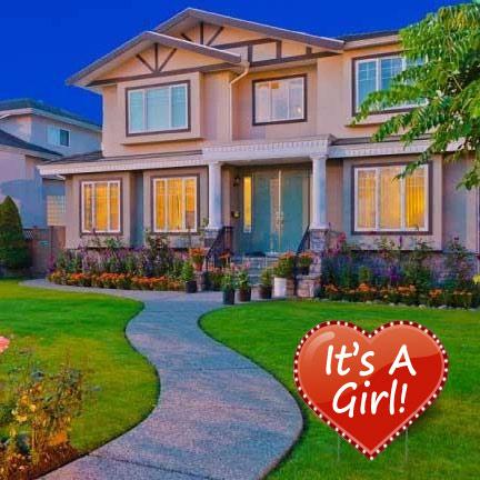 Giant 'It's A Girl' Lighted Heart Yard Sign