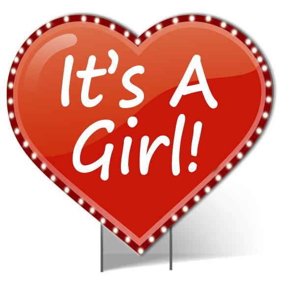 Giant 'It's A Girl' Lighted Heart Yard Sign