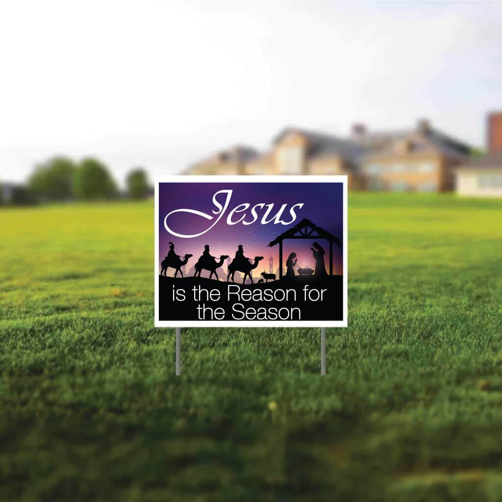 Jesus is the Reason Holiday Gift Pack - Yard Sign, Decal & Can Cooler - FREE SHIPPING
