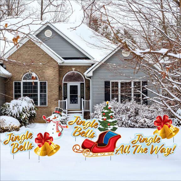 Jingle Bells themed yard card Christmas yard greeting
