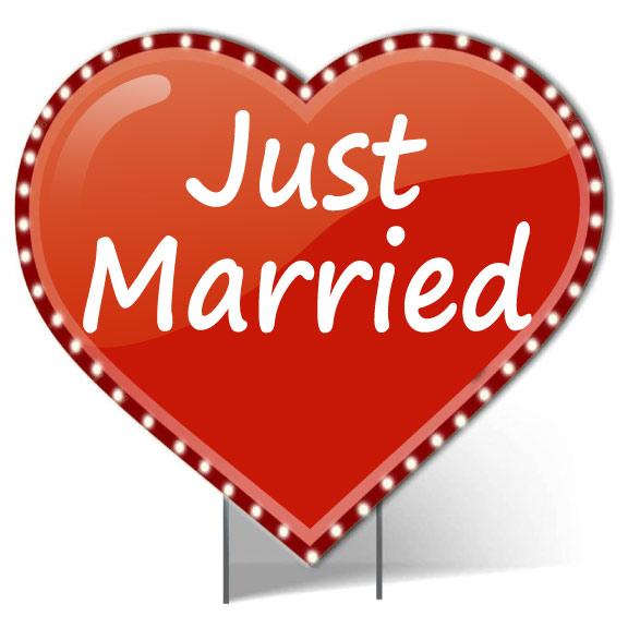 Giant 'Just Married' Lighted Heart Yard Sign