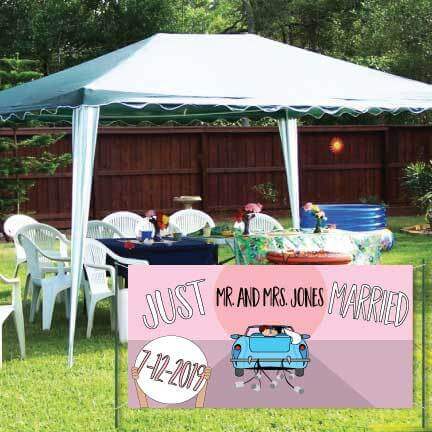 Custom Wedding Banner - Just Married Waterproof Vinyl Banner