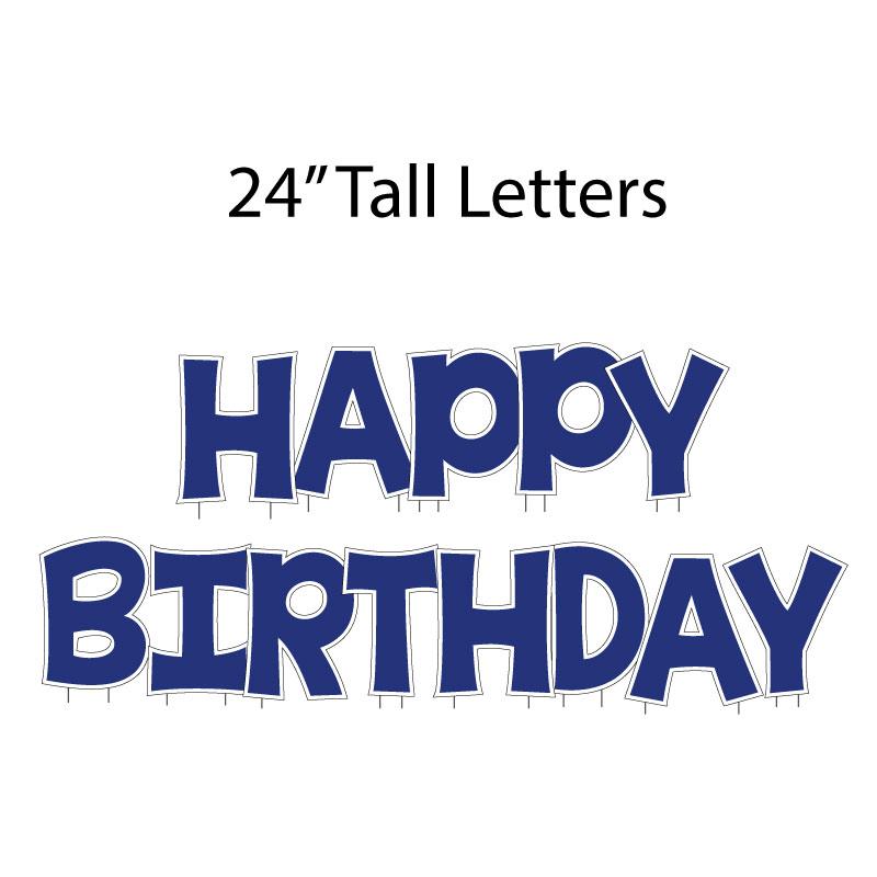 blue happy birthday yard letters