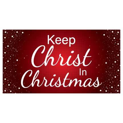 Keep Christ In Christmas Red Snowfall Waterproof Vinyl Banner