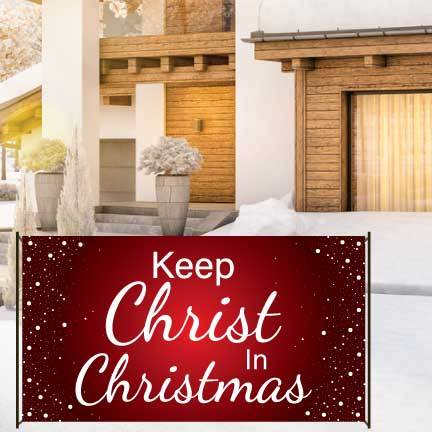 Keep Christ In Christmas Red Snowfall Waterproof Vinyl Banner