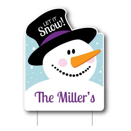 Let It Snow Personalized Winter Holiday 17"x22" Yard Sign - FREE SHIPPING