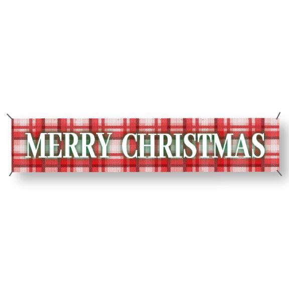 Merry Christmas Plaid Banner 2'x10'