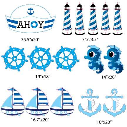 Ahoy Nautical Boy Yard Signs & Decorations 16 piece set FREE SHIPPING