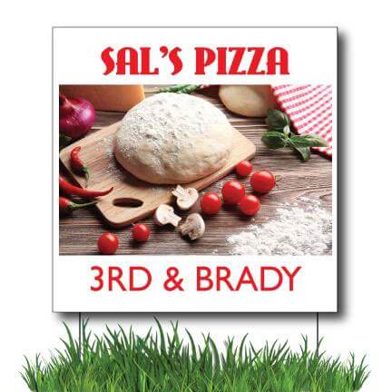 2'x2' Pizza Restaurant Yard Sign with White Background