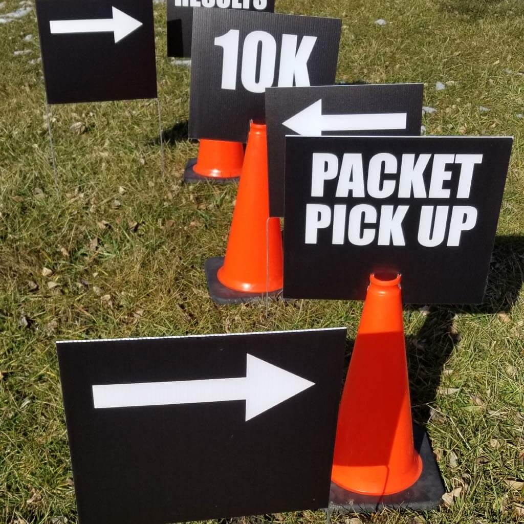 race cones & signs with directions