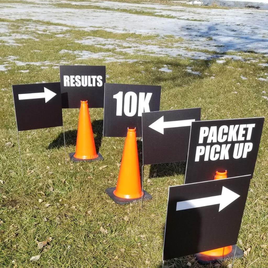 race cones and directional signs
