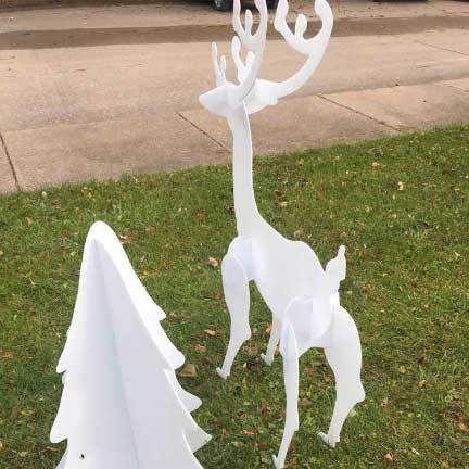 3D Christmas Reindeer and 3D Christmas Tree Yard Decorations - FREE SHIPPING