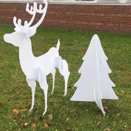 3D Christmas Reindeer and 3D Christmas Tree Yard Decorations - FREE SHIPPING