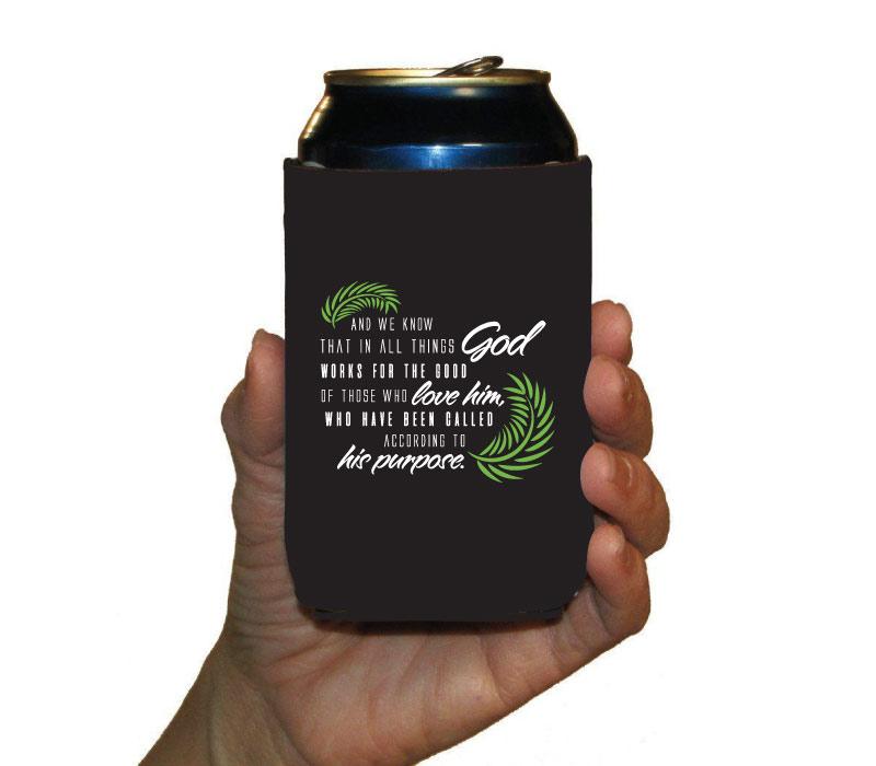 Romans 8:28 Religious Coffee Mug & Can Cooler Gift Pack