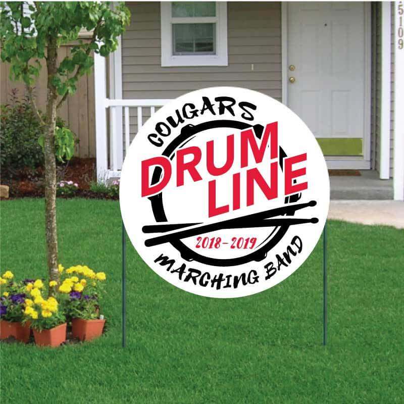 Drumline Marching Band 22" Custom Round Yard Sign