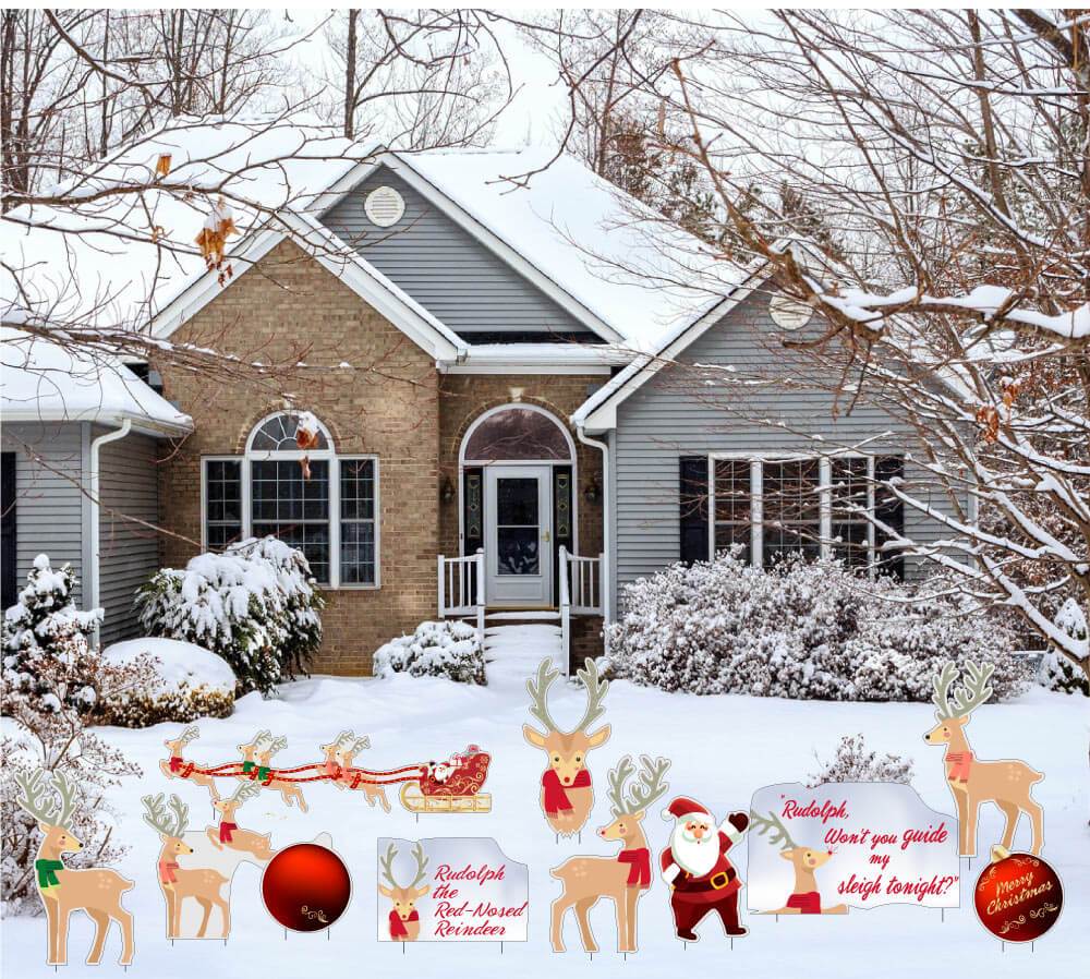 Rudolph the Red Nosed Reindeer theme yard decoration