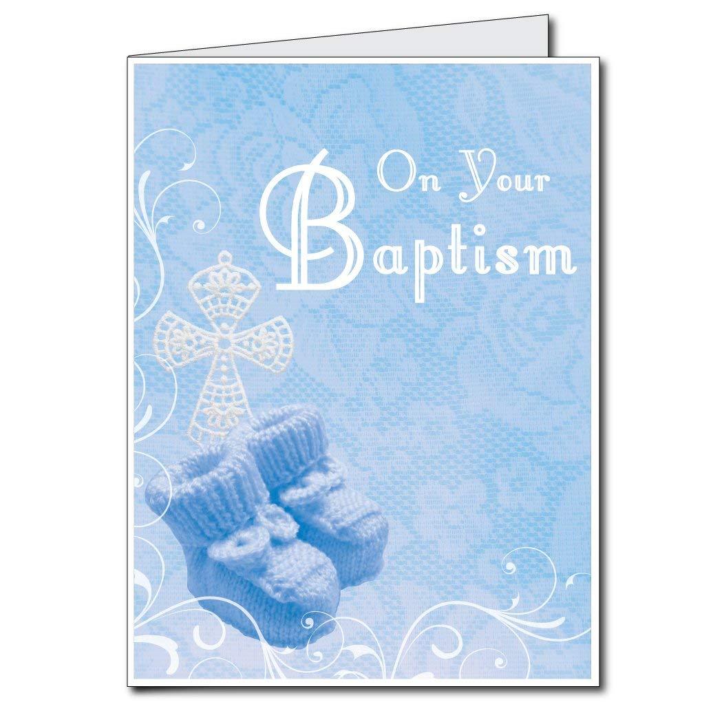 3' Stock Design Giant Baptism Card - Blue Boy Design w/Envelope